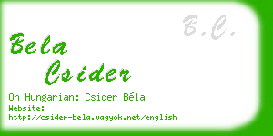 bela csider business card
